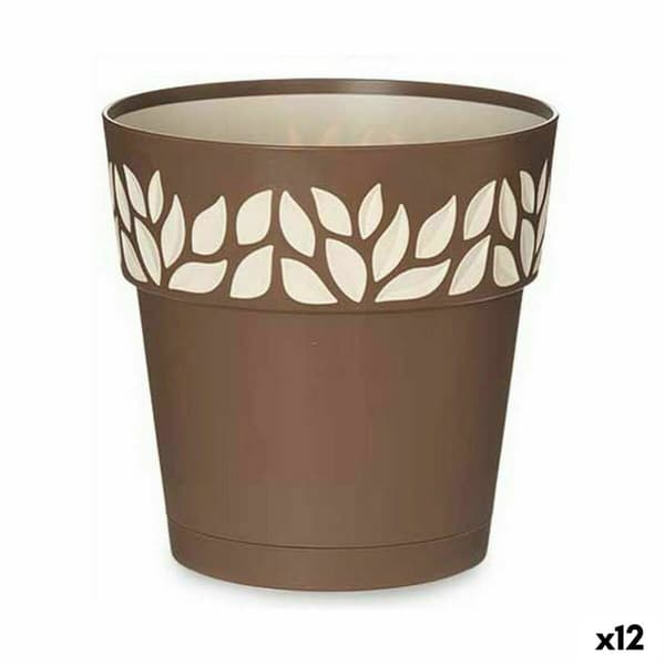 Itsekasteleva kukkaruukku Stefanplast Cloe Ruskea Muovinen 19 x 19 x 19 cm (12 osaa)
