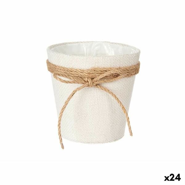 Kasvit Ibergarden WY18-71 Valkoinen Ruskea Kangas Köysi Muovinen Lasso 14 x 12,5 x 14 cm 14 x 14 x 14 cm (24 osaa)