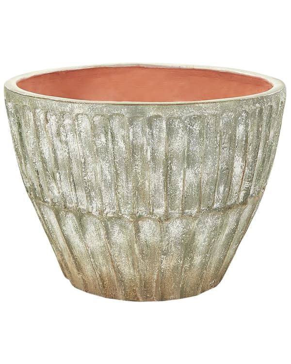 Kruka Grön Oval Terrakotta ⌀ 50 cm Utomhus Inomhus Planteringskärl Traditionell Stil Trädgård Vardagsrum Tillbehör