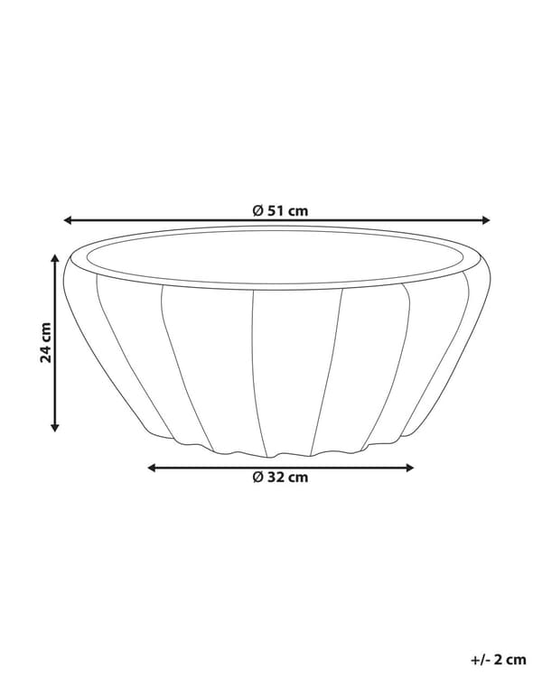 Kukkaruukku sininen terrakotta ⌀ 51 x 24 cm pyöreä kaiverrettu sisälle ulos käsintehty moderni tyyli