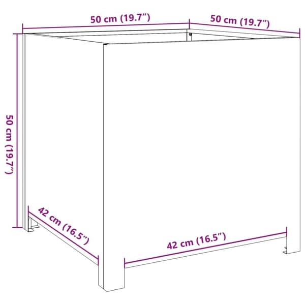 vidaXL Puutarhan kukkalaatikko 50x50x50 cm galvanoitu teräs