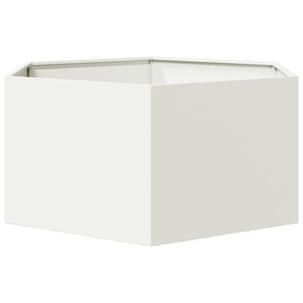 vidaXL plantekasse 104x90x45 cm sekskantet stål hvid