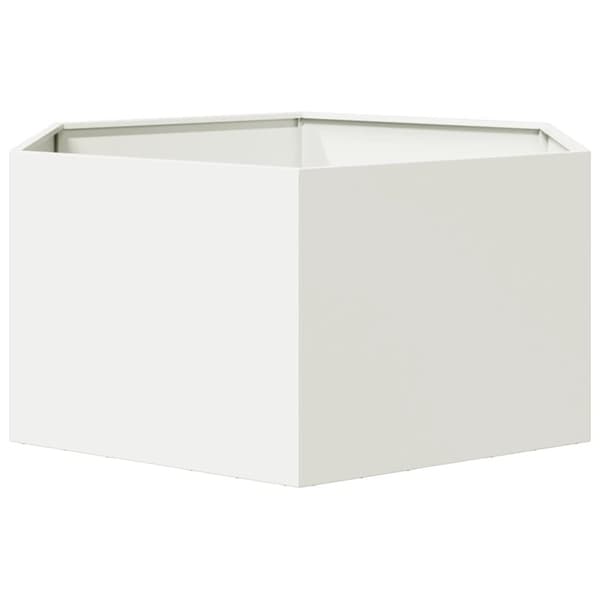 vidaXL plantekasse 104x90x45 cm sekskantet stål hvid