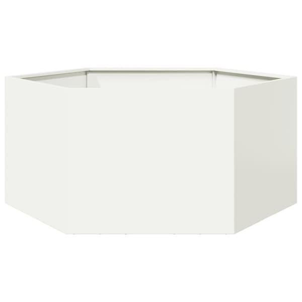 vidaXL plantekasse 104x90x45 cm sekskantet stål hvid