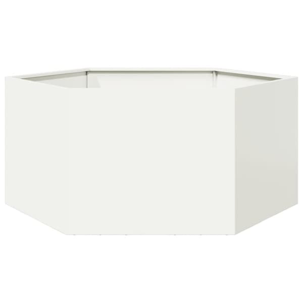 vidaXL plantekasse 104x90x45 cm sekskantet stål hvid