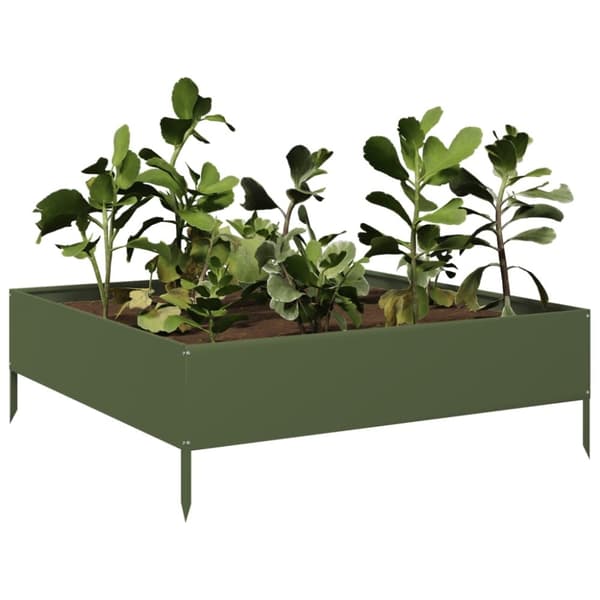 vidaXL Høybed olivengrønn 100x100x33,5 cm stål