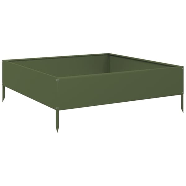 vidaXL Høybed olivengrønn 100x100x33,5 cm stål