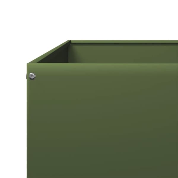 vidaXL Høybed olivengrønn 100x100x33,5 cm stål