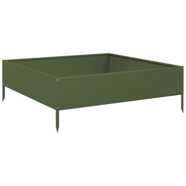 vidaXL Høybed olivengrønn 100x100x33,5 cm stål