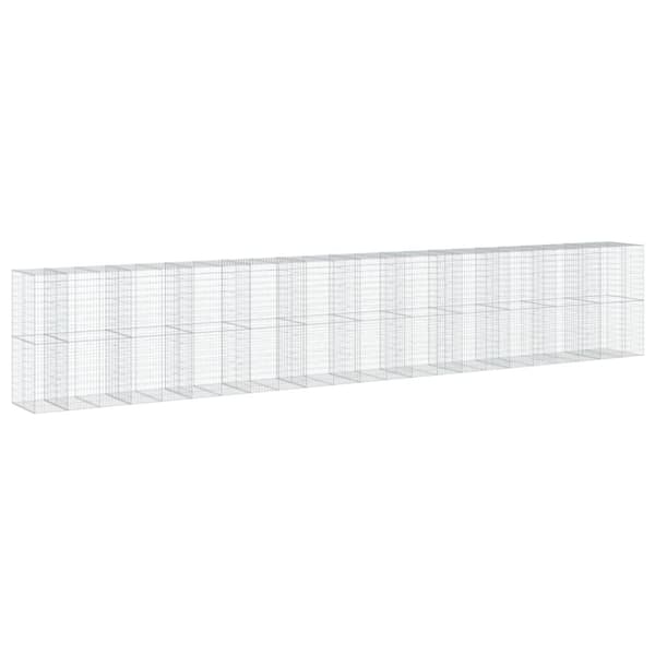 vidaXL Gabionkurv med deksel 1150x100x200 cm galvanisert jern