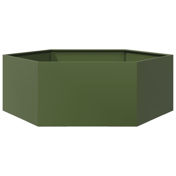 vidaXL Plantekasse olivengrønn sekskantet 138x120x45 cm stål