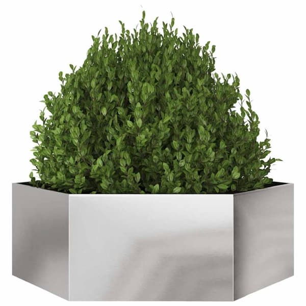 vidaXL Plantekasse sekskantet 138x120x45 cm rustfritt stål