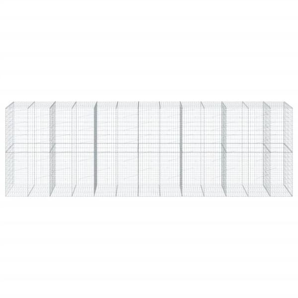 vidaXL gabionkurv med cover 650x100x200 cm galvaniseret jern