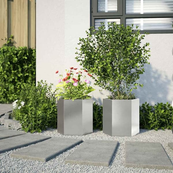 vidaXL Havekrukker 2 stk 46x40x45 cm sekskantet rustfrit stål sort