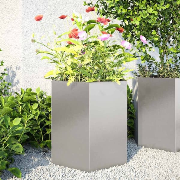 vidaXL Havekrukker 2 stk 46x40x45 cm sekskantet rustfrit stål sort