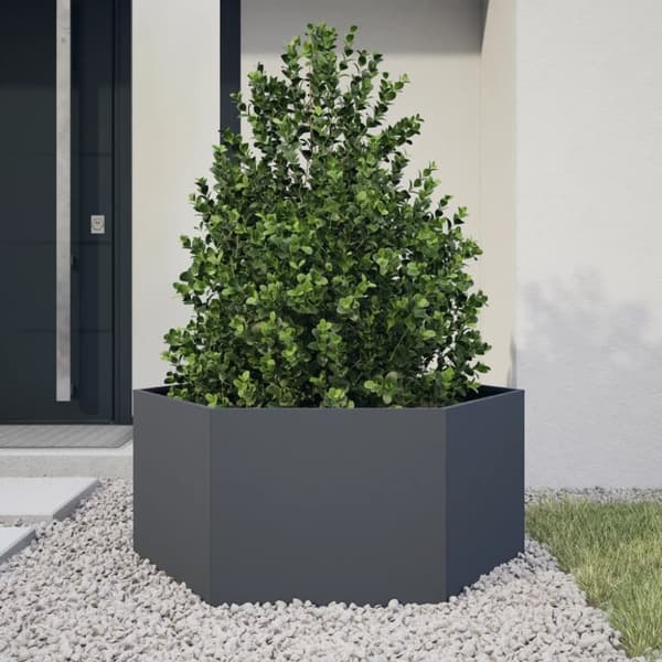 vidaXL Plantekasse antrasitt sekskantet 104x90x45 cm stål