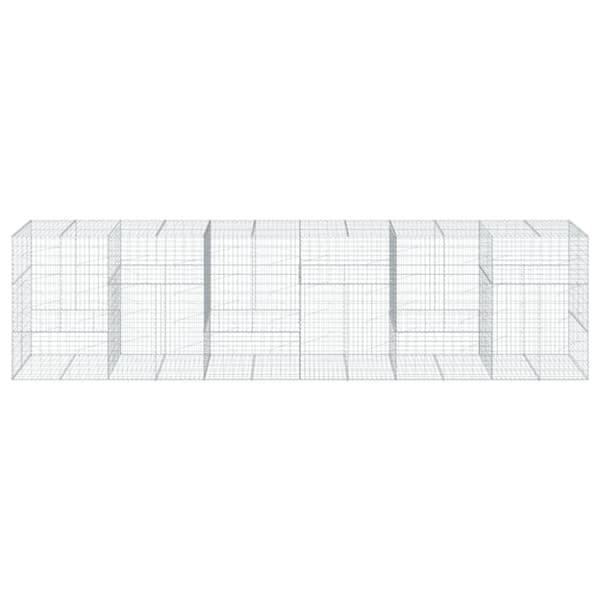 vidaXL Gabionkorg med skydd 600x100x150 cm galvaniserat järn