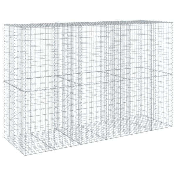 vidaXL Gabionkurv med deksel 300x100x200 cm galvanisert jern