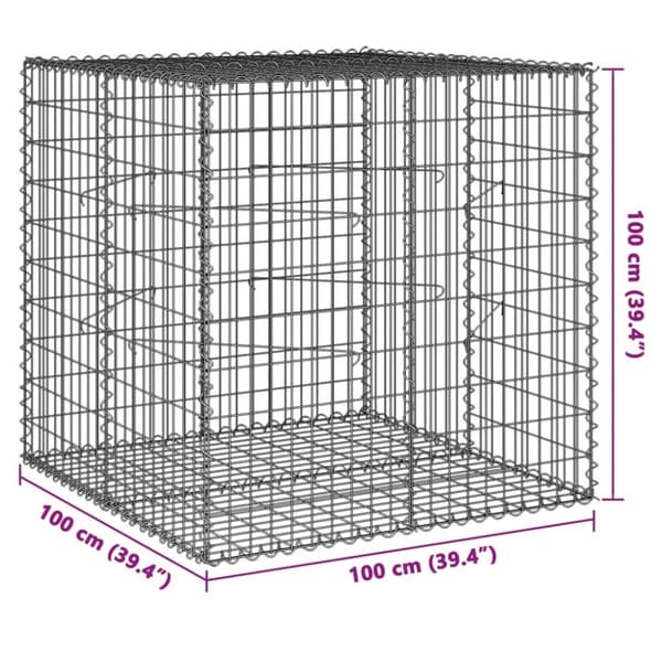 vidaXL Gabionkurv med deksel 100x100x100 cm galvanisert jern