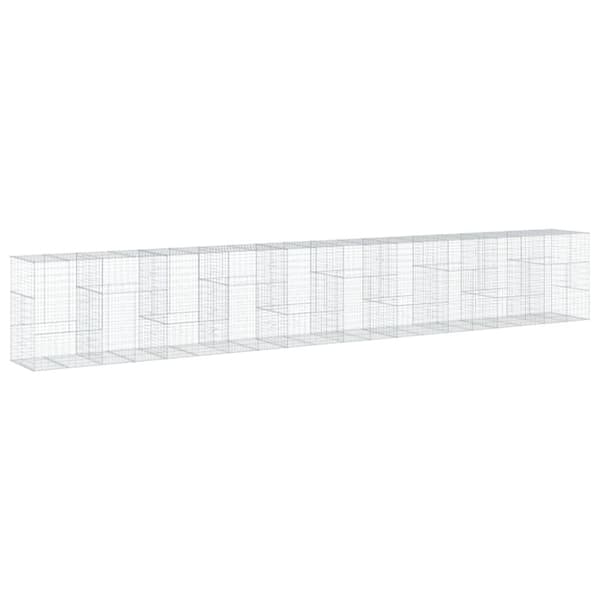 vidaXL Gabionkurv med deksel 1000x100x150 cm galvanisert jern