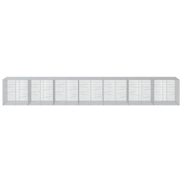 vidaXL gabionkurv med cover 700x100x100 cm galvaniseret jern