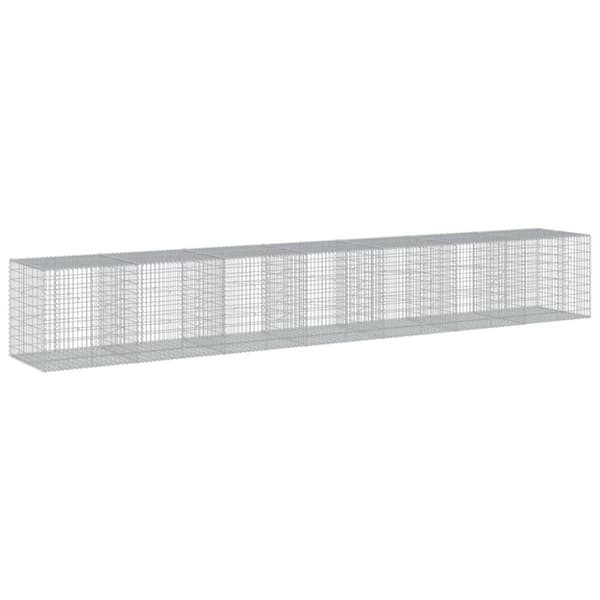 vidaXL gabionkurv med cover 700x100x100 cm galvaniseret jern