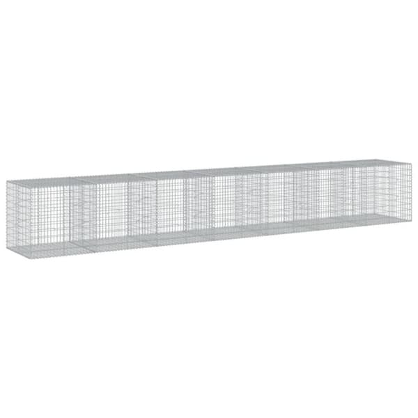 vidaXL gabionkurv med cover 700x100x100 cm galvaniseret jern