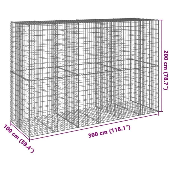 vidaXL Kivikori katolla 300x100x200 cm galvanoitu rauta