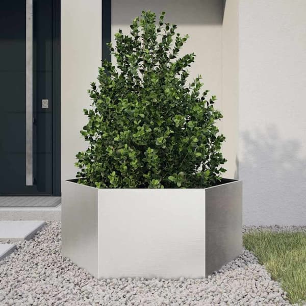 vidaXL Plantekasse sekskantet 104x90x45 cm rustfritt stål