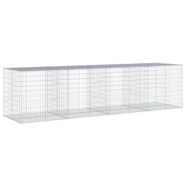 vidaXL Gabionkurv med deksel 400x100x100 cm galvanisert jern