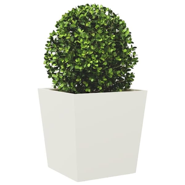 vidaXL Trädgårdskruka vit 50x50x50 cm stål