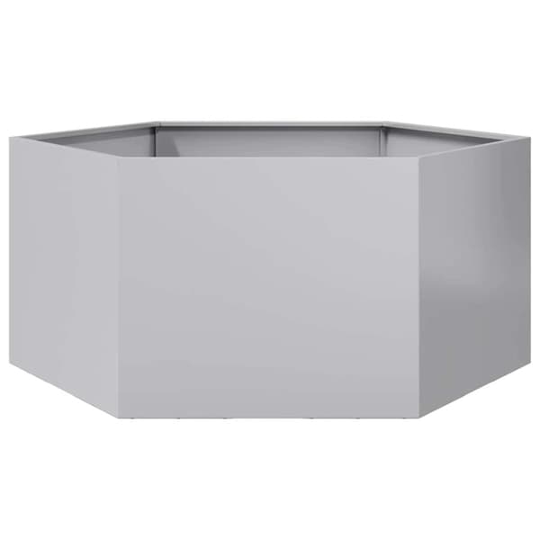 vidaXL Puutarhakukkalaatikko kuusikulma 104x90x45 cm galvanoitu teräs