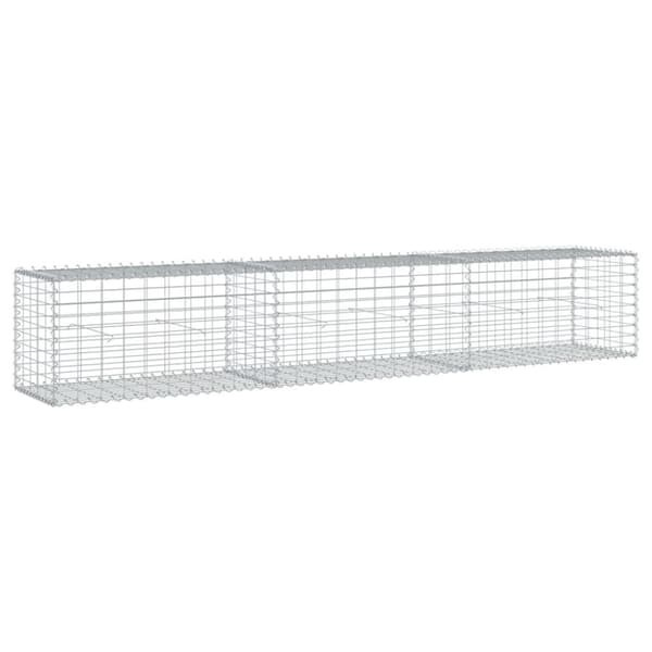 vidaXL gabionkurv med cover 300x50x50 cm galvaniseret jern