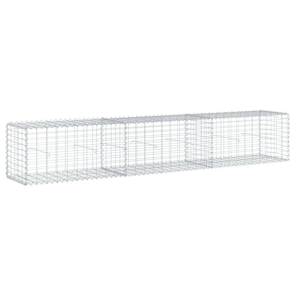 vidaXL gabionkurv med cover 300x50x50 cm galvaniseret jern