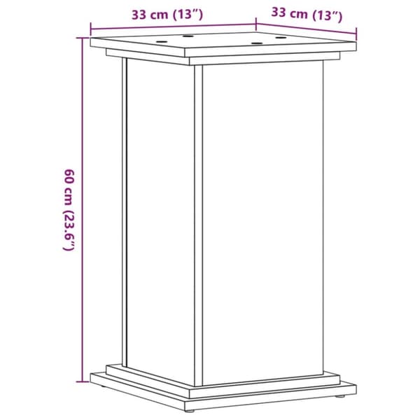 vidaXL plantestativ 33x33x60 cm konstrueret træ gammelt egetræslook