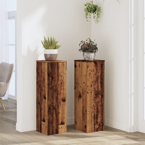 vidaXL plantestativer 2 stk. 25x25x80 cm konstrueret træ antikt træ