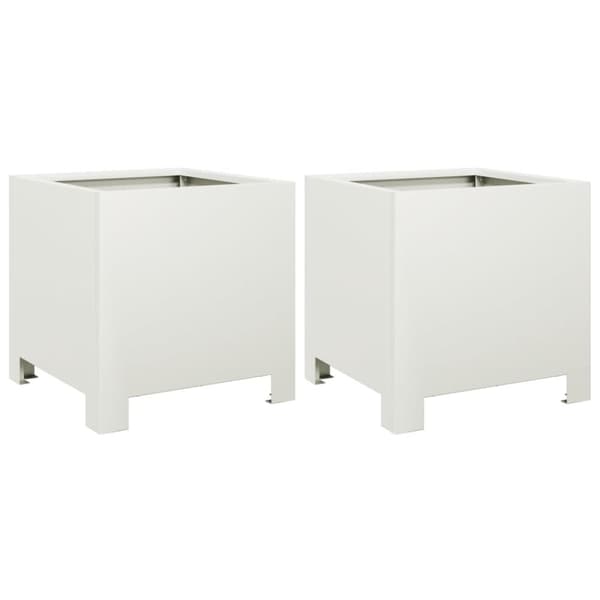 vidaXL Plantekasser 2 stk hvit 30x30x30 cm stål