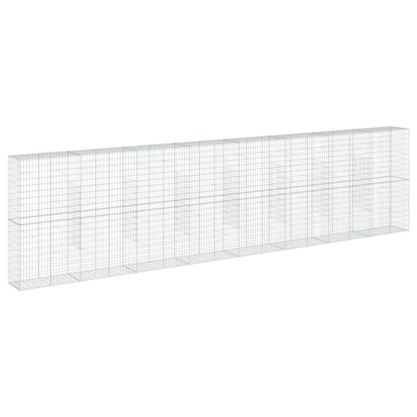 vidaXL gabionkurv med cover 800x50x200 cm galvaniseret jern