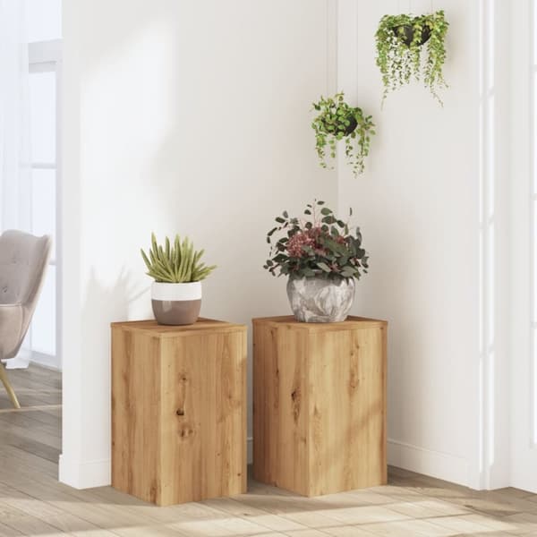 vidaXL plantestativer 2 stk. 30x30x50 cm konstrueret træ egetræsfarvet