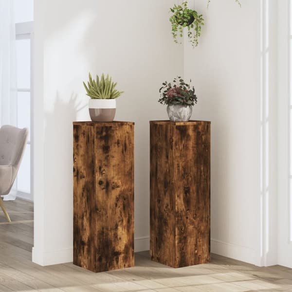 vidaXL plantestativer 2 stk. 25x25x80 cm konstrueret træ røget eg