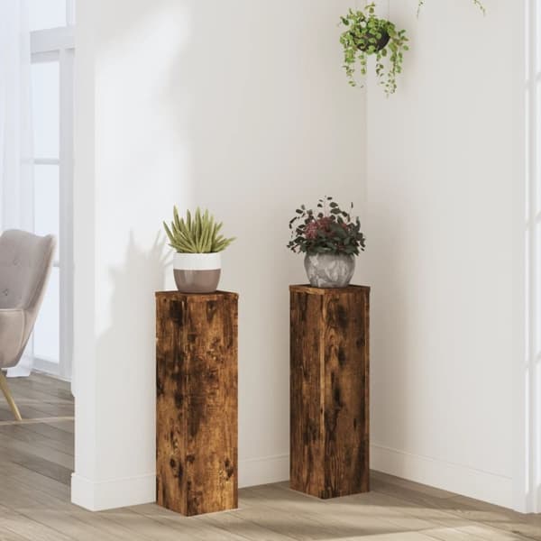 vidaXL plantestativer 2 stk. 17x17x60 cm konstrueret træ røget eg