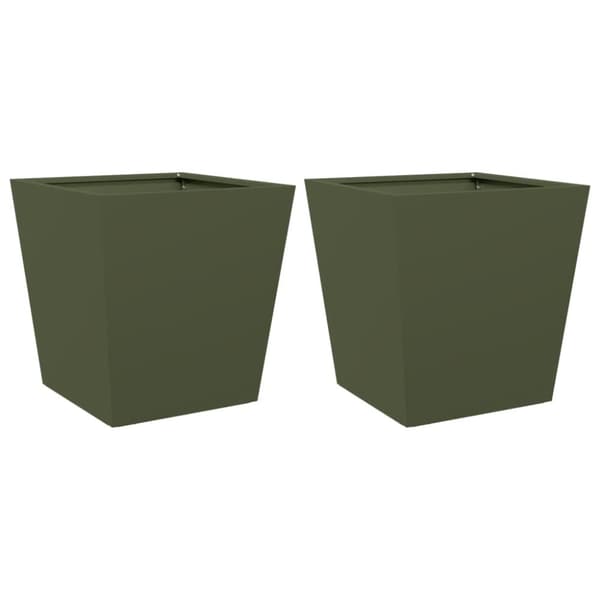 vidaXL Plantekasser 2 stk olivengrønn 40x40x40 cm stål
