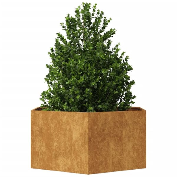 vidaXL Plantekasse sekskantet 104x90x45 cm Forvitringsstål