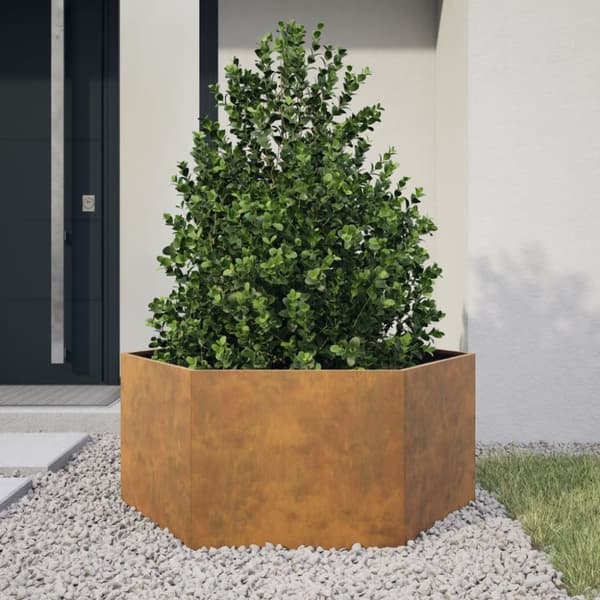 vidaXL Plantekasse sekskantet 104x90x45 cm Forvitringsstål