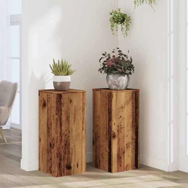 vidaXL plantestativer 2 stk. 30x30x70 cm konstrueret træ antikt træ