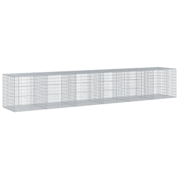 vidaXL Gabionkurv med deksel 600x100x100 cm galvanisert jern