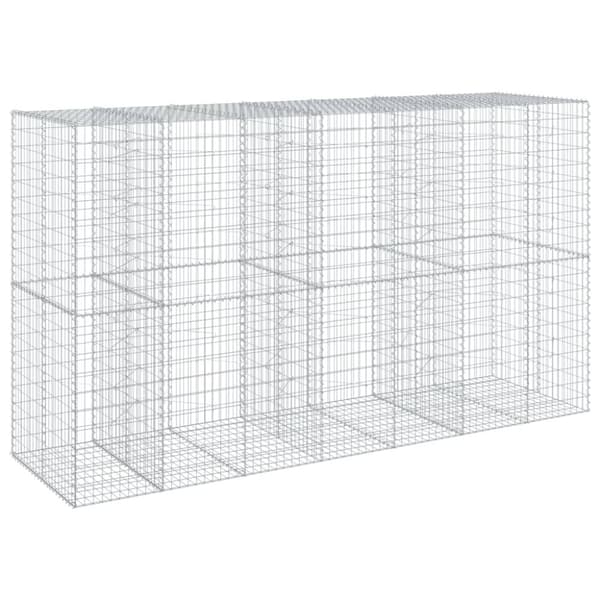 vidaXL Gabionkurv med deksel 350x100x200 cm galvanisert jern