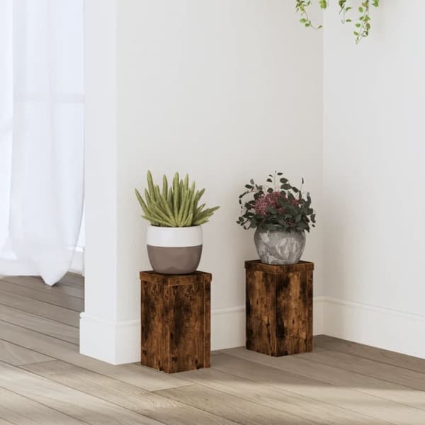 vidaXL plantestativer 2 stk. 10x10x18 cm konstrueret træ røget eg