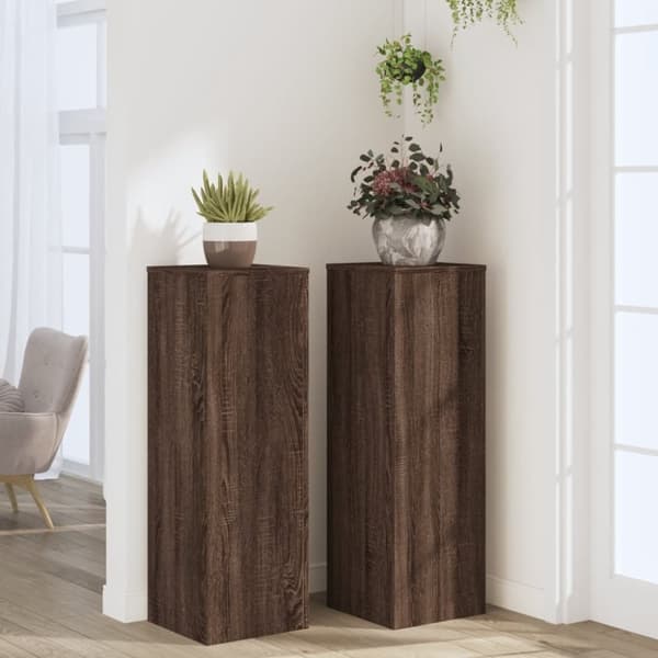 vidaXL plantestativer 2 stk. 33x33x100 cm konstrueret træ brunt eg