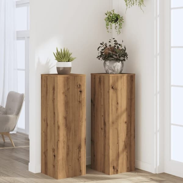 vidaXL Växtställ 2 st ek 33x33x100 cm konstruerat trä